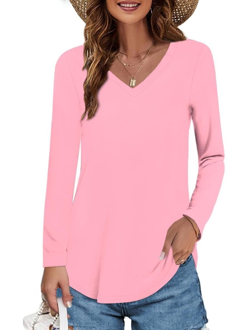Stylish Women's V-Neck T-Shirts - Summer Short/Long Sleeve Cotton Tops